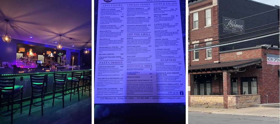 Milano Restaurant Menu