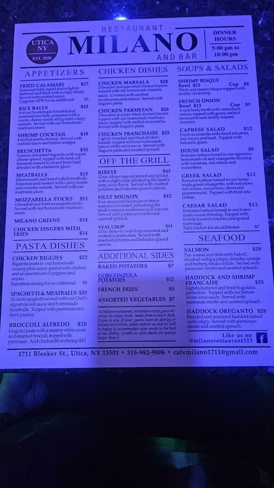 Milano Restaurant Menu image 1